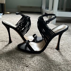 Strappy black high heels